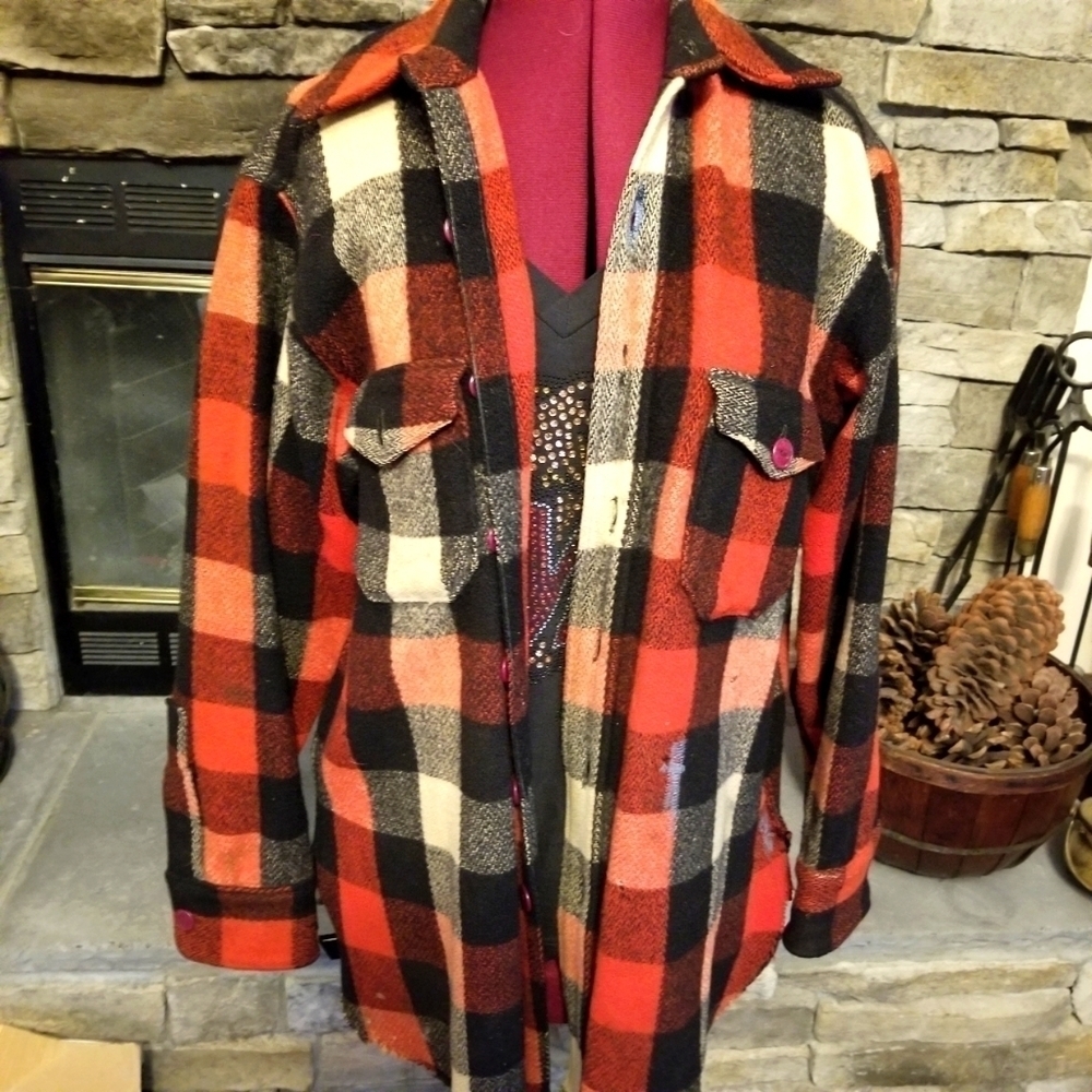 Vintage 1940s Woolrich Plaid Wool Jacket